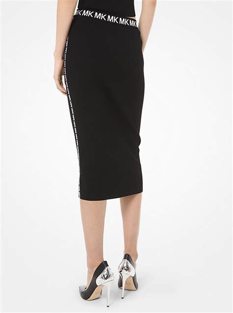 michael michael kors logo-trim stretch-viscose pencil skirt|Logo Tape Stretch Viscose Midi Skirt .